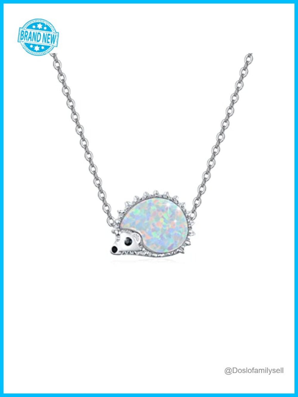 925 Sterling Silver Opal Hedgehog Pendant Necklace Women Gift